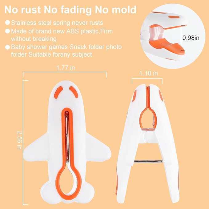 Plastic Clothes Pins Strong Clothespins Laundry Plane Clothes Clips 12 PCS | Windproof Clamps Clothes Pegs
