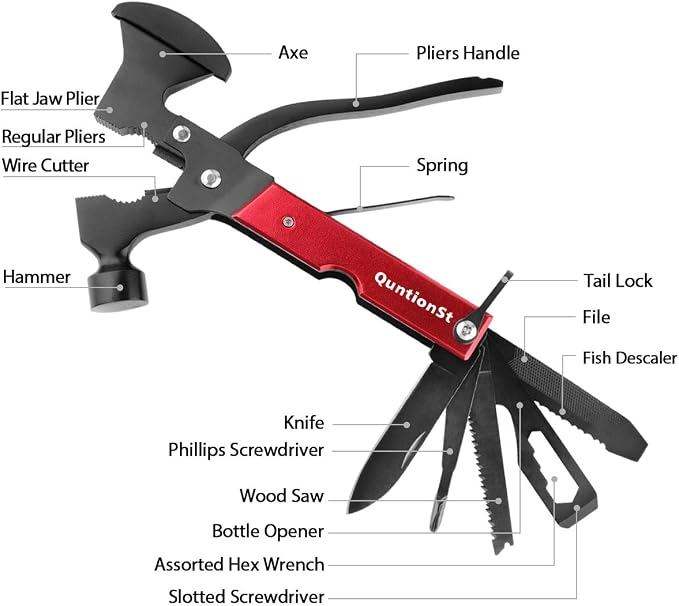 Multitool Camping Gear, Stocking Stuffers for Men, Multi Tool with Axe Hammer Knife, White Elephant Gifts Camping Accessories, Christmas Birthday Gifts for Men Dad Husband Him,Cool Tool Gifts Ideas