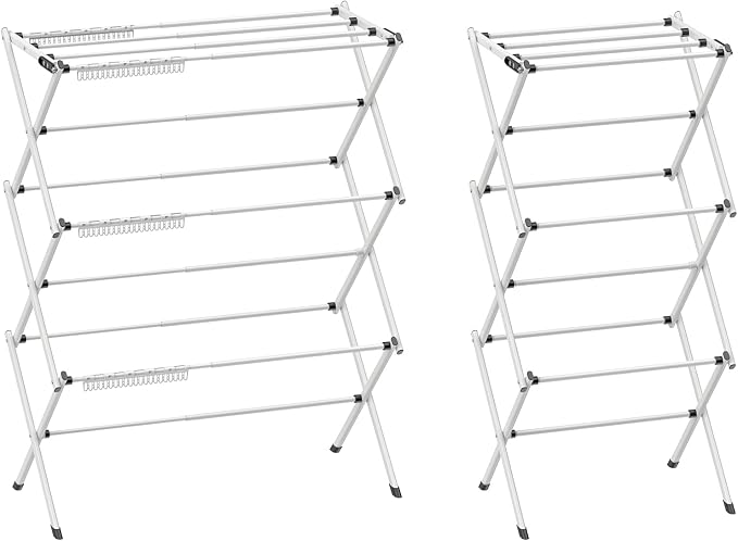 Foldable Drying Rack Clothing,Clothes Drying Rack Folding Indoor and Outdoor Rack,Laundry Drying Rack Collapsible-Black White