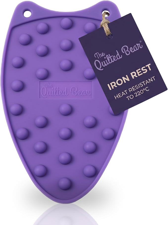 The Quilted Bear Mini Iron Rest - Silicone Heat Resistant Mat for Stress-Free Crafting, Sewing & Quilting Supplies - Durable and Protective Surface for Mini Iron (Purple)