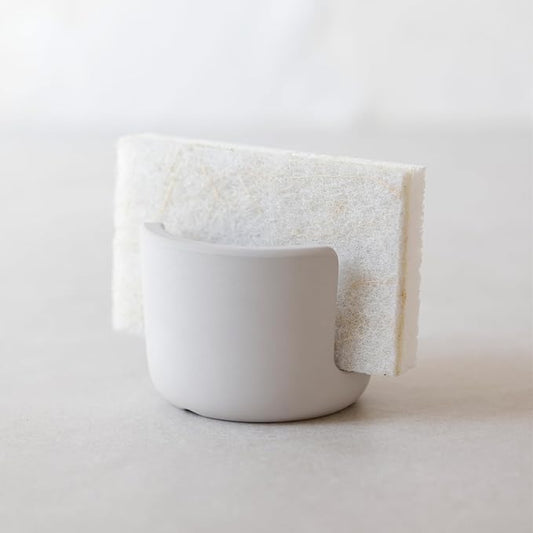 Selegna Diatomite Stoneware Sponge Holder & Sink Caddy, Drying Stone Kitchen Sink Organizer for Counter, Water-Absorbing Diatomaceous Earth Sponge Tray for Kitchen & Bathroom Countertop