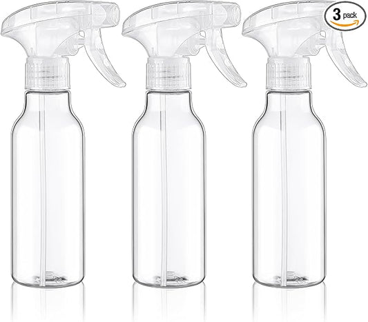 Cosywell Plastic Spray Bottles 8.8oz/260ml 3 Pack Empty Spray Bottle for Cleaning Mist/Stream Heavy Duty Water Spraying Bottle for Cooking Hair Care Essential Oils(Clear)