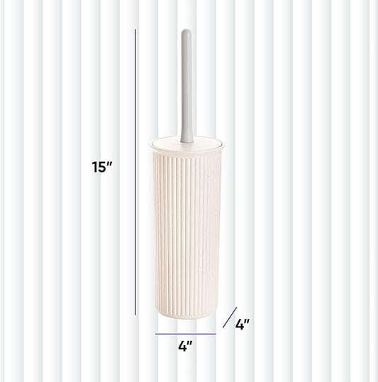 Superio Ribbed Collection - Eco-Friendly Decorative Plastic Toilet Bowl Brush and Holder Set, (1 Pack) Cleaner Scrubber for Bathroom