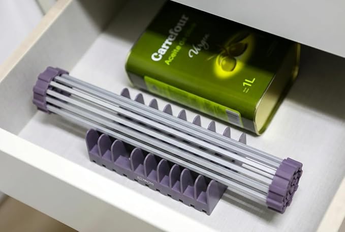 Small Aluminum Roll Up Dish Drying Rack with Removable Dish Holder (9" × 13") for Camping, RV, Camper, Boat & Narrow Sinks, Rust-Proof Square Bar, Purple Gray