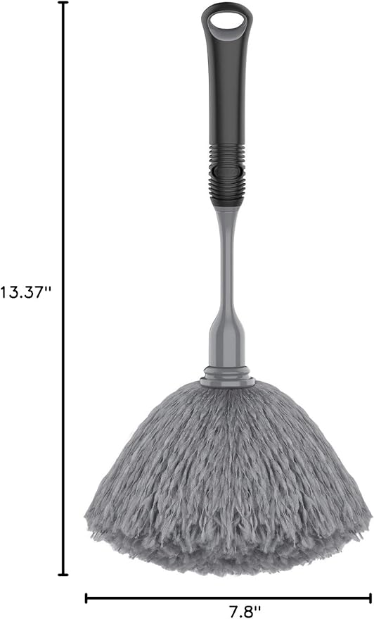 MR.SIGA Microfiber Delicate Duster with Non Slip Handle, Gray & Black | Gentle on delicate surfaces, washable microfibre duster head