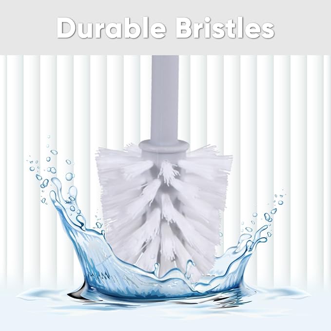 Superio Ribbed Collection Toilet Bowl Brush and Holder Set, Decorative Plastic Bathroom Toilet Brush with Holder, Toilet Cleaner Scrubber, Lilac - 2 Pack