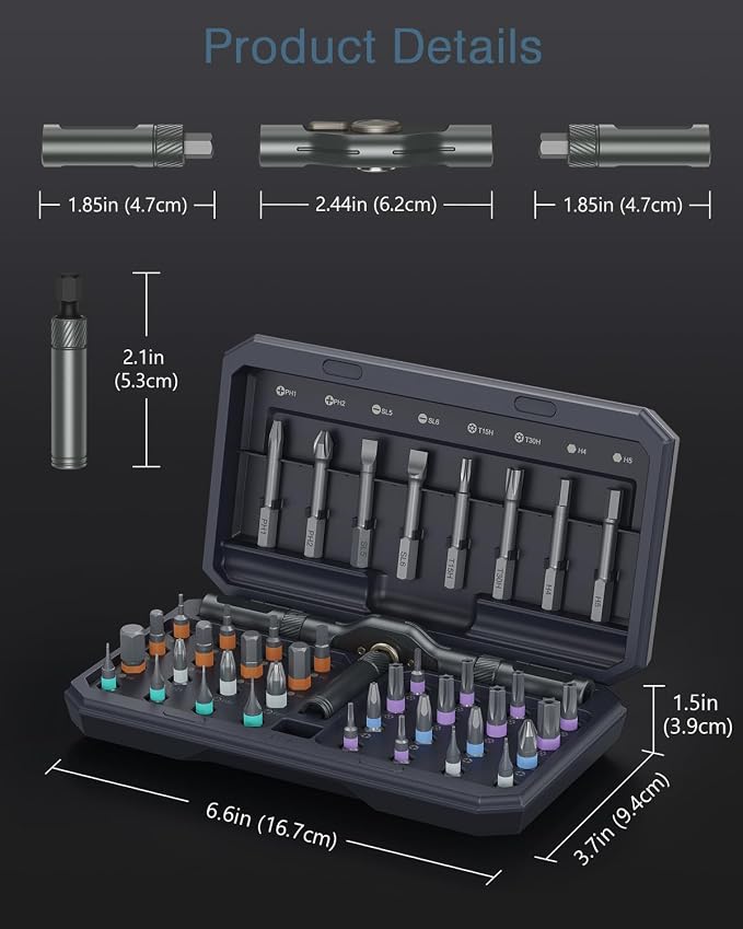 Upgraded 42 in 1 Magnetic Screwdriver Set, Ankilo DIY Ratchet Screwdriver Set, Multi Bit Magnetic Drive with 40 PCS Portable Repair Tool Kit for Valentine's Day Gifts Home, Bike, Repairs (Grey)
