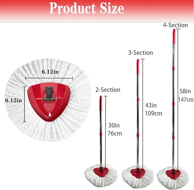 O-Cedar Spin Mop Replacement Head - 4 Refills, 30-58in Handle and Base Combo Set