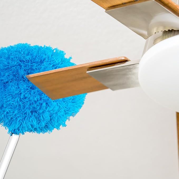 2 Pack Ceiling Fan Cleaner Duster,Reusable Microfiber High Ceiling Fan Blade Cleaner with Removable Extension Pole 13 to 50 Inch for Cleaning,Bookshelves,Door,Window Top,Furniture