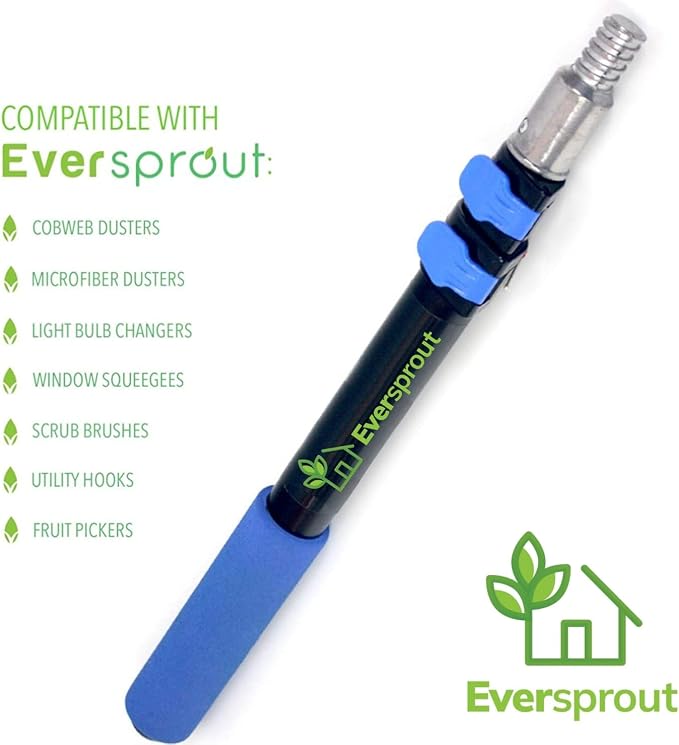 EVERSPROUT Ceiling Fan Duster with 3 Foot Pole, Bendable Microfiber Cleaner | Extends 1.5 to 4.5 Feet, 8-10 Foot Standing Reach, for Celiling Fans, Blinds, Shelves, Walls and More, Machine Washable