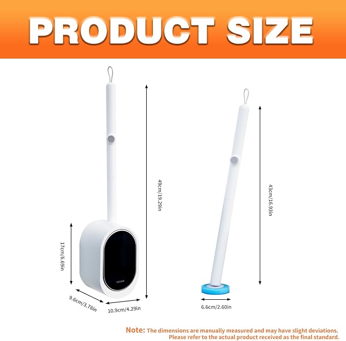 SOPAMI Disposable Toilet Brush with 32 Refills Deep Cleaning Touch Free | Auto Lid Opener Wall-Mounted Toilet Wand Kit for Deep Cleaning Bathroom Touch Free Access Toilet Bowl Cleaner