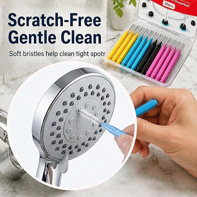 Shower Head Cleaner Tool Set, Multi-Size Shower Head Cleaning Brush for Unclogging Small Nozzles Shower Head Cleaner Picks Crevice Cleaning Tools for All Bathroom/Kitchen Shower Heads (30pcs Set)