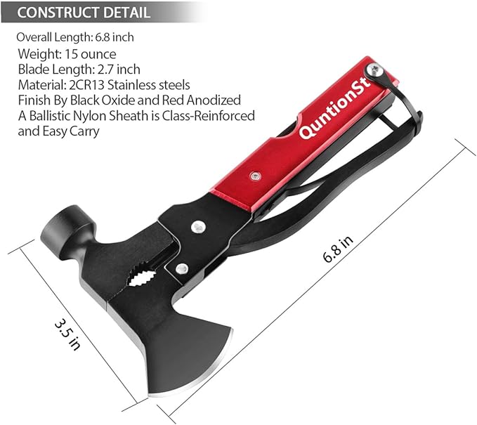 Multitool Camping Gear, Stocking Stuffers for Men, Multi Tool with Axe Hammer Knife, White Elephant Gifts Camping Accessories, Christmas Birthday Gifts for Men Dad Husband Him,Cool Tool Gifts Ideas