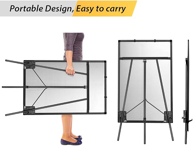 Maxtek Easel Whiteboard 40 x 28, Stand Tripod with Height Adjustable, Black | Magnetic Dry Erase Surface, Flipchart Stand, Portable Tripod Easel For Office, Teaching, Home And Classroom