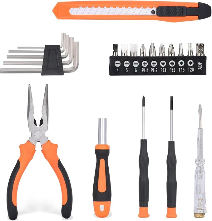 LAND 22-Piece Compact Tool Kit with Toolbox | Essential Household Tools for Home Repair, DIY Projects, Includes Pliers, Screwdrivers & Portable Storage Case