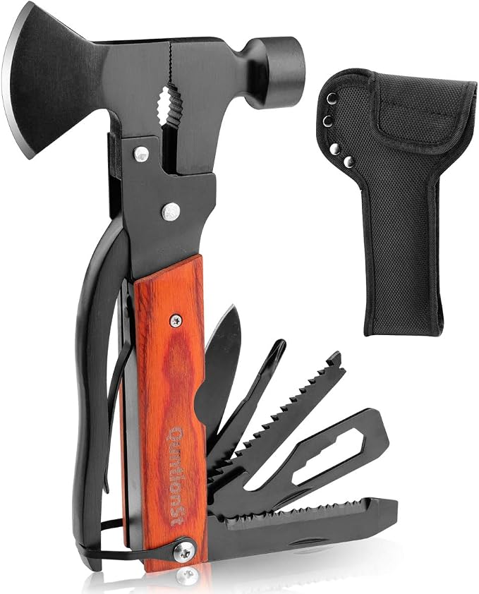 Camping Gear Multitool Axe, Stocking Stuffers for Men, Gifts for Men | Christmas Mens Gifts for Him Dad Husband Teens, 16 in 1 Camping Tool with Hammer,Pliers,Knife,Bottle Opener, Cool Gifts Idea