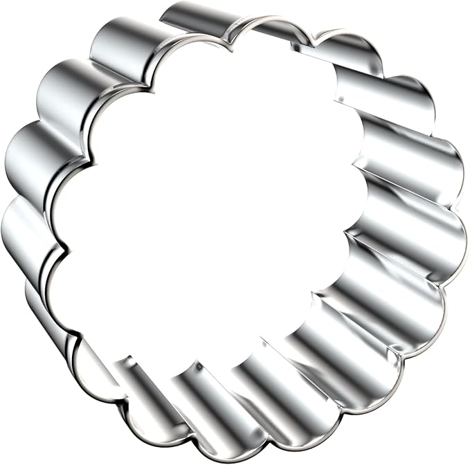 Fluted Round Cookie Cutter Set - 5 Inch, 4 Inch, 3 Inch, 2 Inch - Large Donut Cutter Ring Scalloped Edge Wavy Circle Cookie Cutters Shapes Clay Molds - Stainless Steel