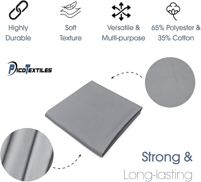 Pico Textiles 4 Yard Bolt Silver Poly Cotton Twill Fabric | 60" Wide, 65% Polyester / 35% Cotton, Medium Weight, Perfect for Pants, Jackets, Skirts and Work Uniforms, Sold by the Yard