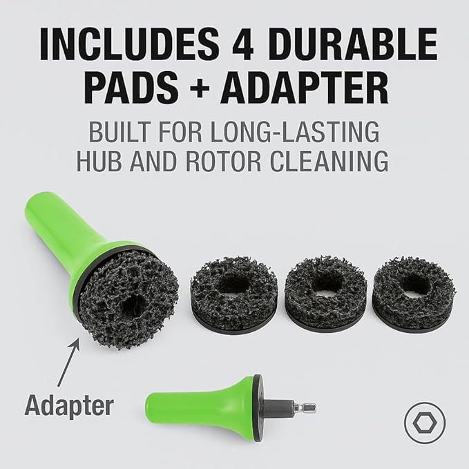 OEMTOOLS 24686 Brake Hub Resurfacing Tool with Pads, Drill Powered Wheel Hub Cleaning Tool, Removes Rust from Wheel Studs and Rotors for Cars, Trucks, and SUVs