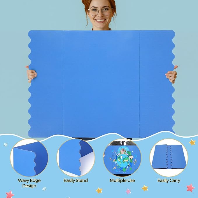 Mooliwe 4 Pack 24 X 16 Trifold Poster Board Tri Fold Poster Boards Foldable Corrugated Business Presentation Display Paper Boards for Science Fair Events, School Projects, Exhibitions
