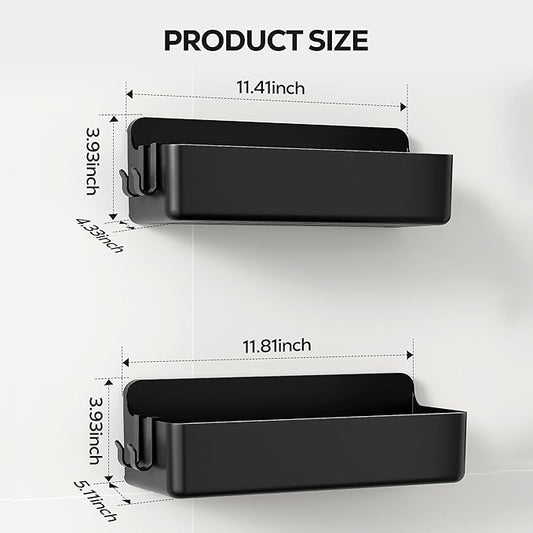 Nieifi Adhesive Wall Shelf, Shower Shelves, Shower Organizer for Bathroom Organization (Black, 2 pieces)