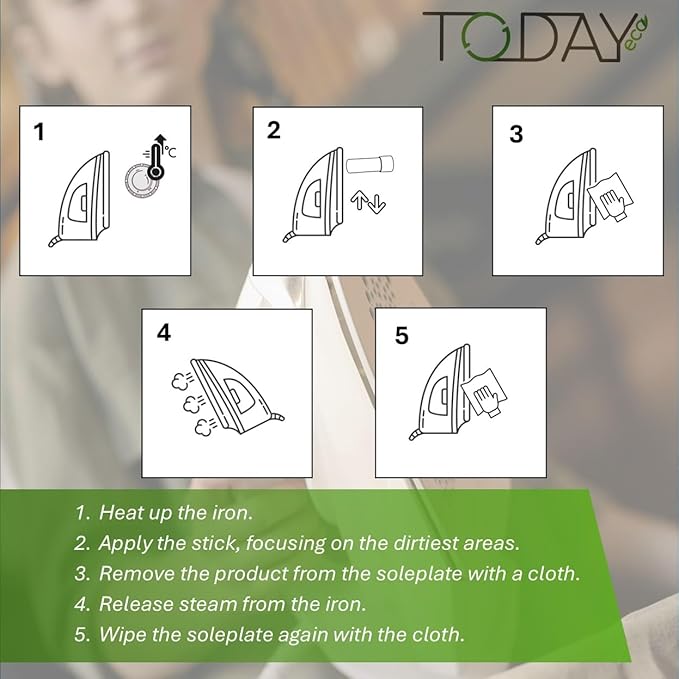 Today - Iron Cleaner Stick for Hot Soleplate – Steam Iron Residue Remover and Plate Descaler – Removes Stains and Starch – Easy to Use – Made in Italy