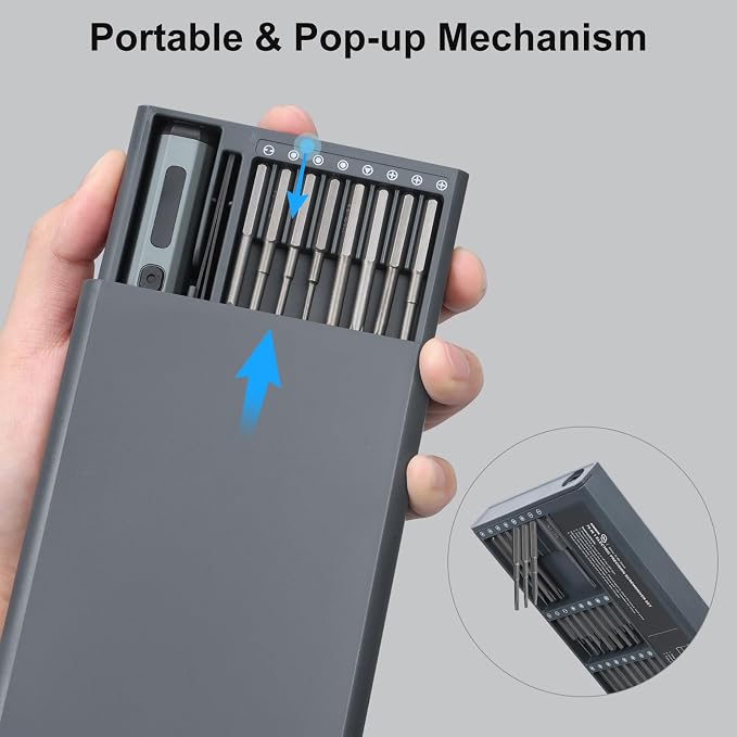 STREBITO Mini Electric Screwdriver Set, 70 in 1 Small Electric Screwdriver | 64 S2 Preicison Bits, 5 Torque Settings, 4 LED Lights, Mini Power Screwdriver Repair Tool Kit for Computer PC, Electronic, RC