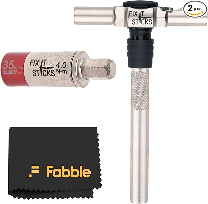 Fix It Sticks Set of 2 tools Bundle - Ratcheting T-Way Wrench & Torque Limiter 35 Inch-lb – Precision Set for Home and Professional Use – with microfiber cloth