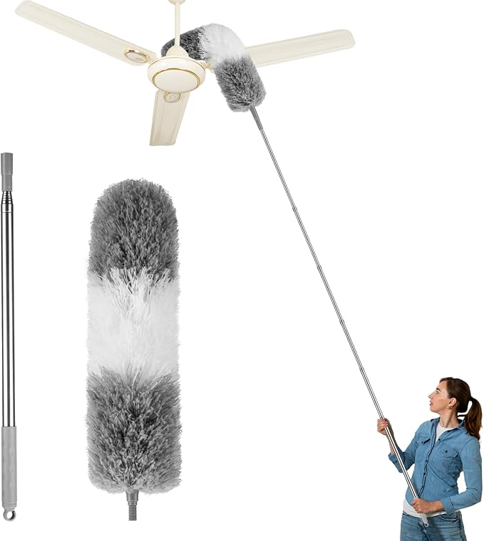 Dusters for Cleaning,Feather Duster with Extension Pole,Ceiling Fan Cleaner Duster,Long Duster Extended Handle,Blind Cleaner Dusting | Bendable Head Dusters for Cleaning Ceiling Fan, High Ceiling, Blinds, Furniture