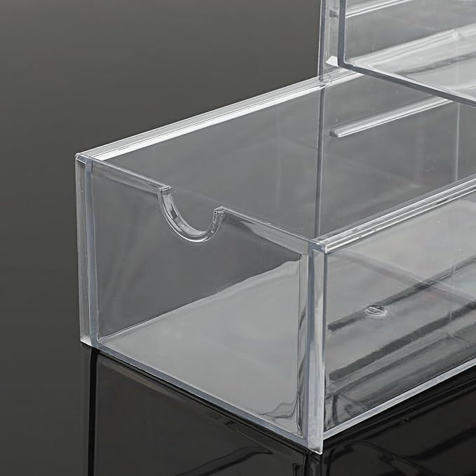 Hipiwe Plastic Drawer Organizer Clear Storage Box with 4 Pull Out Drawer | Hair Accessories Organizer Box Compact Desktop Holder for Cabinet Vanity Bathroom Pantry Office or Closet Organization