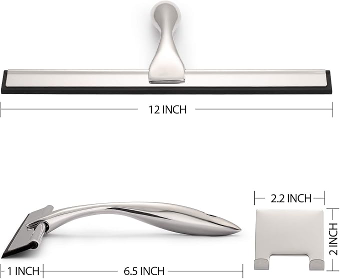 Hiware All-Purpose Shower Squeegee for Shower Doors, Bathroom, Window and Car Glass - Stainless Steel, 12 Inches