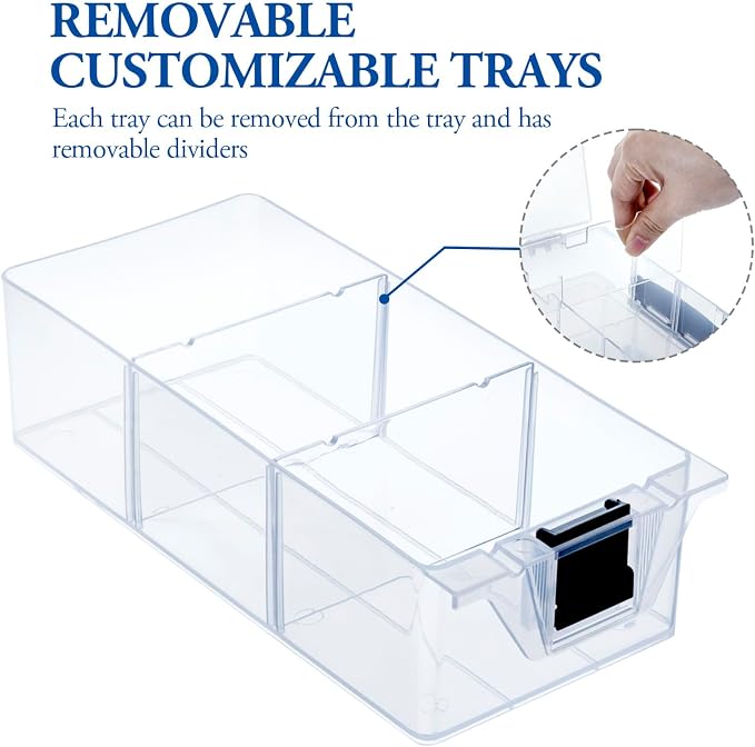 MyGift 11 Inch Clear Plastic Storage Box Container, Arts and Crafts Sewing Supplies Organizer Case with Black Accents, 24 Customizable Compartments, and 6 Drawers with Removable Dividers | Sewing Supplies Organizer Case with Black Accents, 24 Customiza...