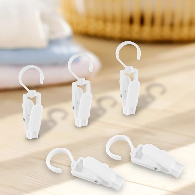 Jiozermi 10 PCS Laundry Hooks Clip, Plastic, White | Super Strong, Swivel Hooks, For Clothing Store Home Office & Workshop