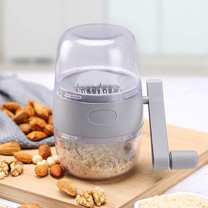 Nut Chopper Manual Nut Grinder Hand Crank For All Nuts Walnut Pecans, Hand Held Food Shredder Cutter Mincer Food Shredder Tool for Vegetables Fruits Nuts(COLOR:Grey)
