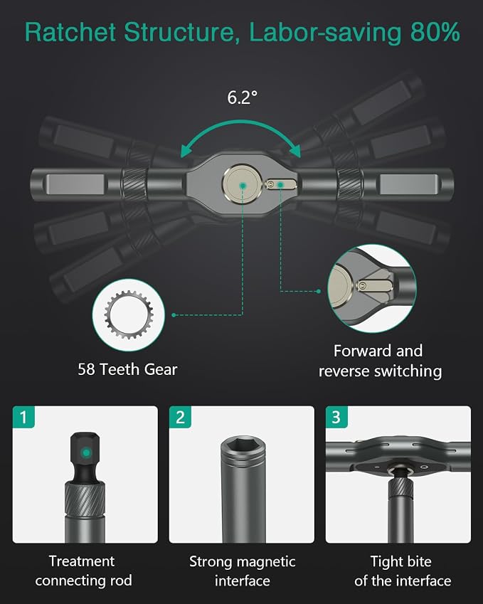 ORIA 42 in 1 Magnetic Screwdriver Set, Multi Bit Ratchet Screwdriver Set With T Handle, Portable DIY Repair Tool Kit for Electronic Repair, Furniture, Bicycle, Computer