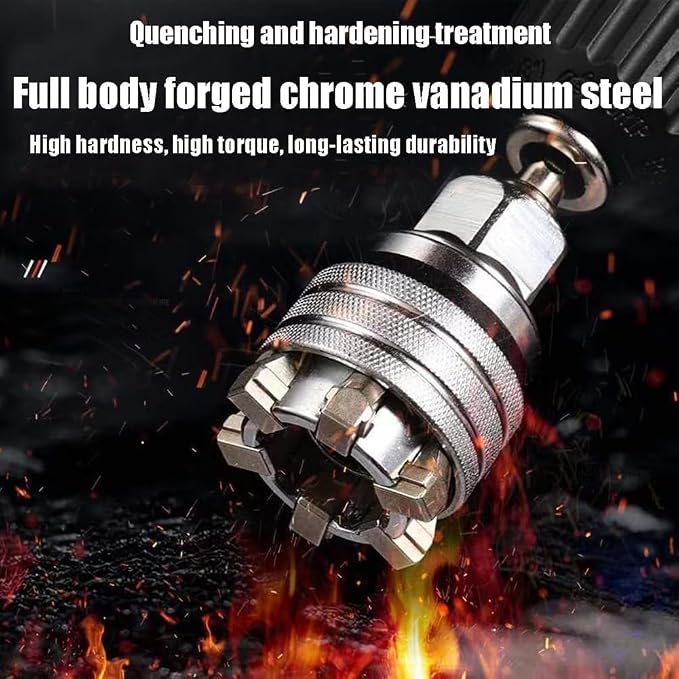 Multi-Function Universal Socket Wrench Tool - Universal Maintenance Tool, Adjustable Universal Socket Wrench for 3/8''-3/4'' Drive Ratchet Torque Wrench & Power Drill (1Set)