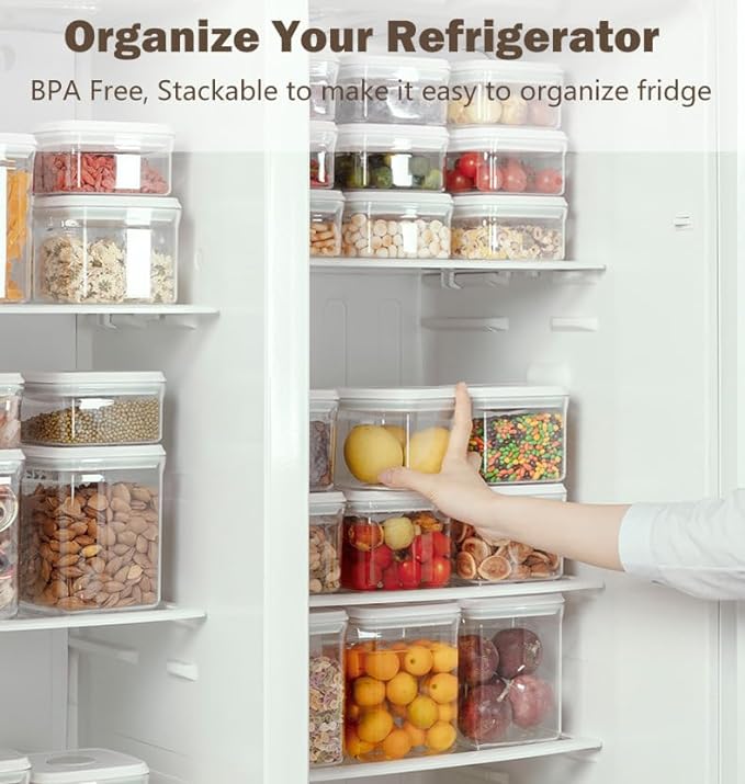 Melovom Pop Food Storage Containers Airtight Food Storage Containers Set with Lids Kitchen Pantry Organization and Storage, Stackable, BPA Free, 3 x 1.2Qt
