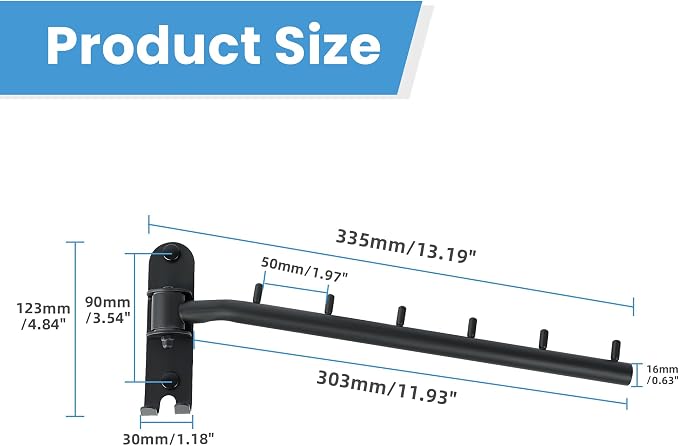 Mooche Swing Clothes Hanger Rack, Garment Racks 11.93" Long, Balck | 180°Rotation Laundry Drying Rack 304 Stainless Steel Space Saving Wall Mounted for Laundry Room Bedroom Balcony