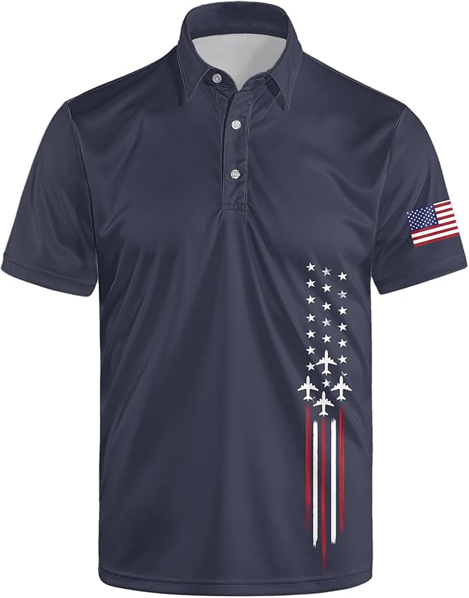 Polo Shirts for Men Moisture Wicking Mens Polo Shirts Patriotic Shirts for Men