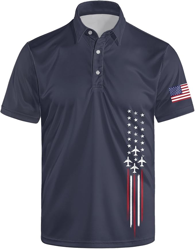Polo Shirts for Men Moisture Wicking Mens Polo Shirts Patriotic Shirts for Men
