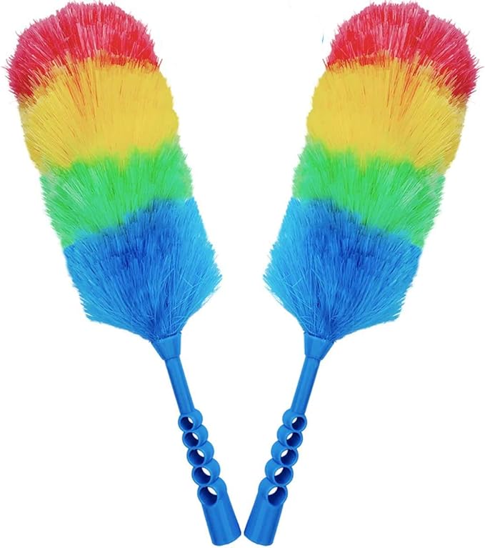 2 Pack Upgrade 19” Static Duster Beandable and Washable - More Fibers Bigger Head Less Loss of Fiber Duster