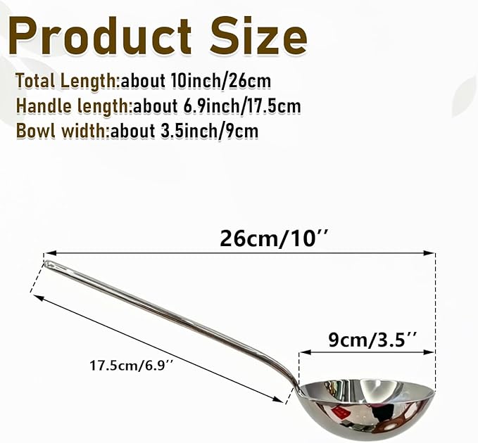 Heavy Thick 18/10 Stainless Steel Serving Ladle - Extra Large 10" Serving Spoon with Unbendable Handle for Restaurant, Buffet, Home Cooking & Serving