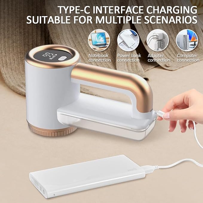 HuanQiu Sensmart Home Hair Trimmer White Model, Clothes Shaver Hair Ball Remover Rechargeable, Six-Tooth Blade with 3 Blades, Sweater Shaver Unisex Hair Remover for Home Clothes, Sofa, Bed Sheets