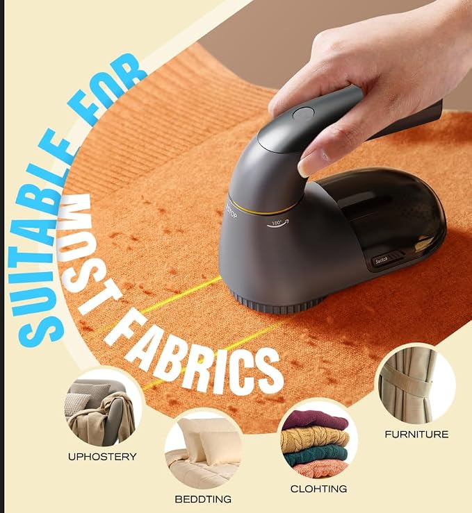 POPCHOSE Fabric Lint Shaver, 6-Leaf Blades & 2 Speed, 2000mAh Rechargeable | Lint Remover for Clothes, Sweater Shavers to Remove Pilling, Electric Lint Remover for Couch, Furniture, Fuzz