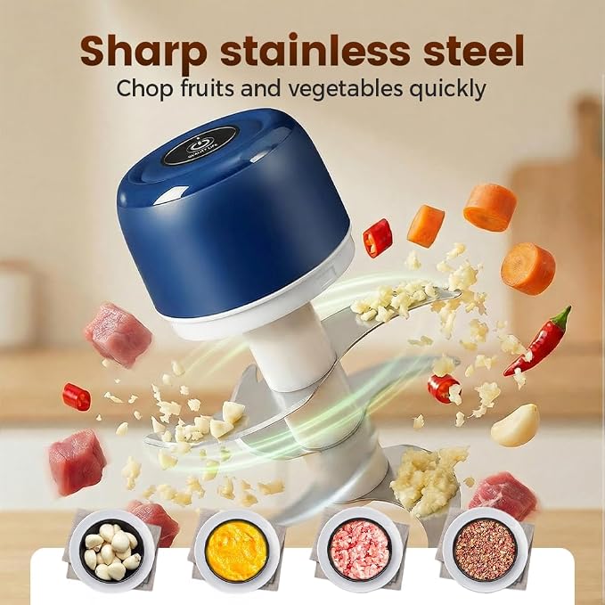 Electric Garlic Chopper, 2026 New Mini Food Processor & Food Chopper for Kitchen, Portable Cordless Garlic Mincer, Rapidly Garlic Minces Ginger Onion Chili Veggie (Green，250ml)
