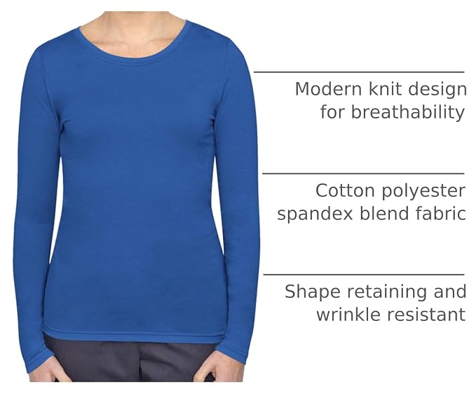 Healing Hands Underscrub Long Sleeve Women Knits Scrub Tops | Soft Cotton Blend Knit, Breathable Stretch Comfort, Machine Wash, Easy Care Fabric, Ideal For Layering Under Scrubs