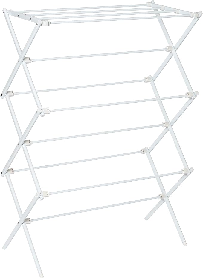 Honey-Can-Do Collapsible Laundry Drying Rack, Portable Clothes Rack, Space-Saving & Easy to Store Metal Garment Rack, Sturdy Clothes Dryer, Ideal for Small Spaces, Indoor & Outdoor Use, White