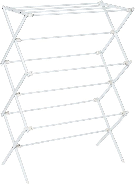Honey-Can-Do Collapsible Laundry Drying Rack, Portable Clothes Rack, Space-Saving & Easy to Store Metal Garment Rack, Sturdy Clothes Dryer, Ideal for Small Spaces, Indoor & Outdoor Use, White