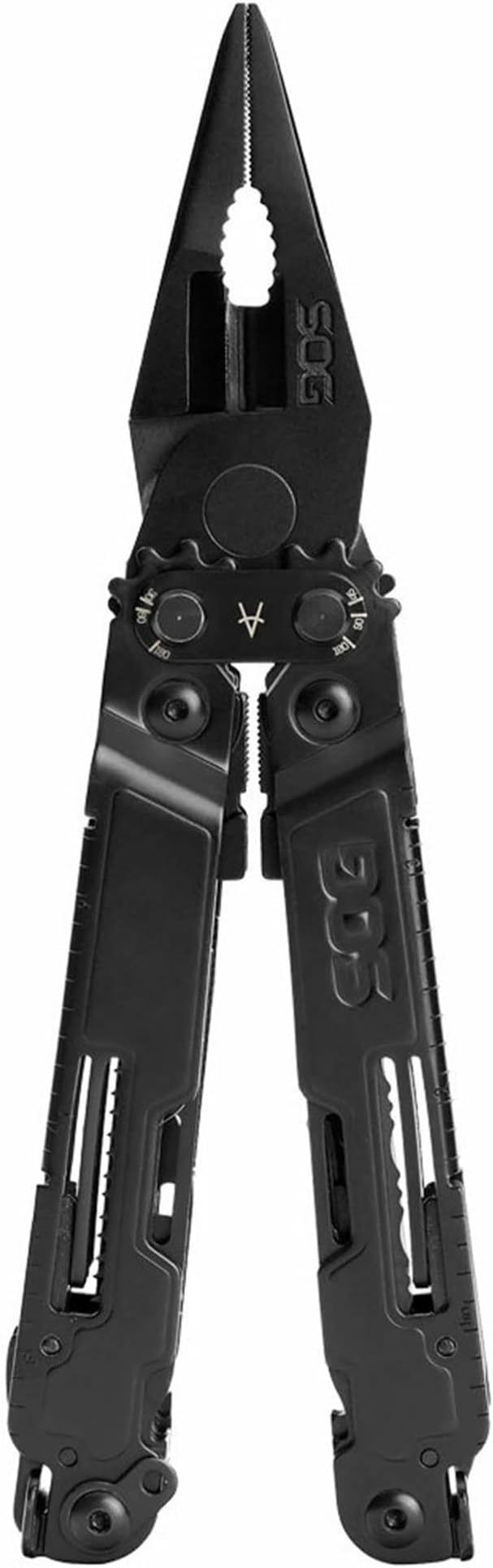 SOG PowerAccess Deluxe All-Around Heavy Duty Stainless Steel Multi-Tool w/Nylon Sheath, Two Knife Blades, Can & Bottle Opener, Black | Compound Leverage Pliers, 2 Blades, Wood Saw, Can and Bottle Openers, 12-Pc Hex Bit Kit