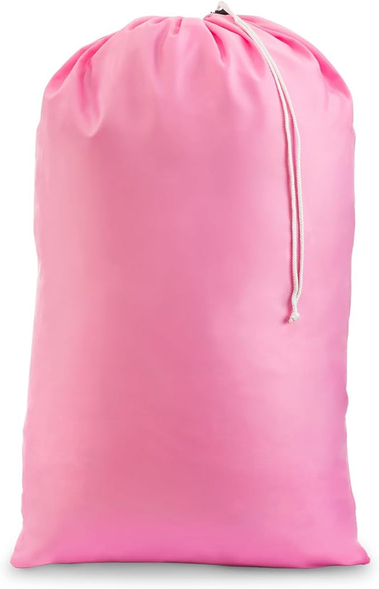 Nylon XL Laundry Bag - Locking Drawstring Closure and Machine Washable. These Large Bags will Fit a Laundry Basket or Hamper and Strong Enough to Carry up to Three Loads of Clothes (Pink 22" x 32") | 22"x32" XL Nylon Laundry Bag, Locking Drawstring, Ma...